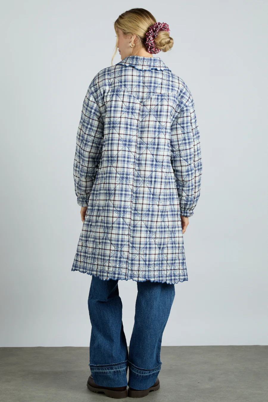 avery quilted jacket- navy check