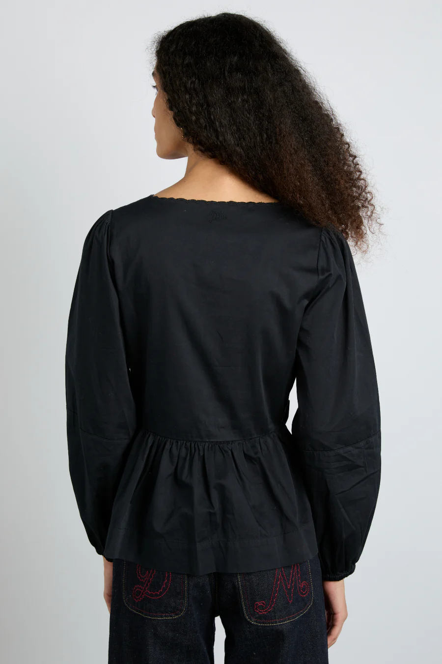 eugenie bow blouse - black