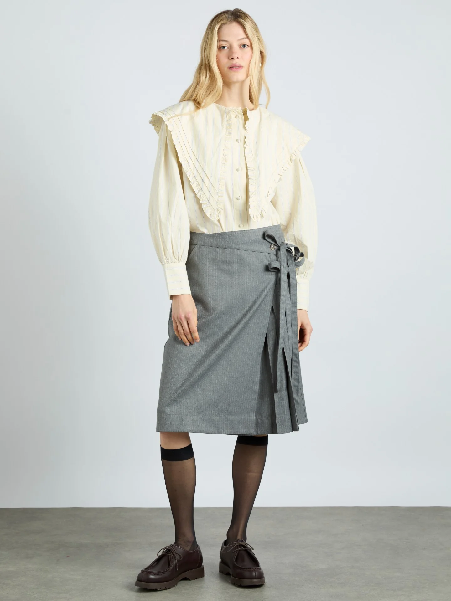 kat kilt - grey pinstripe