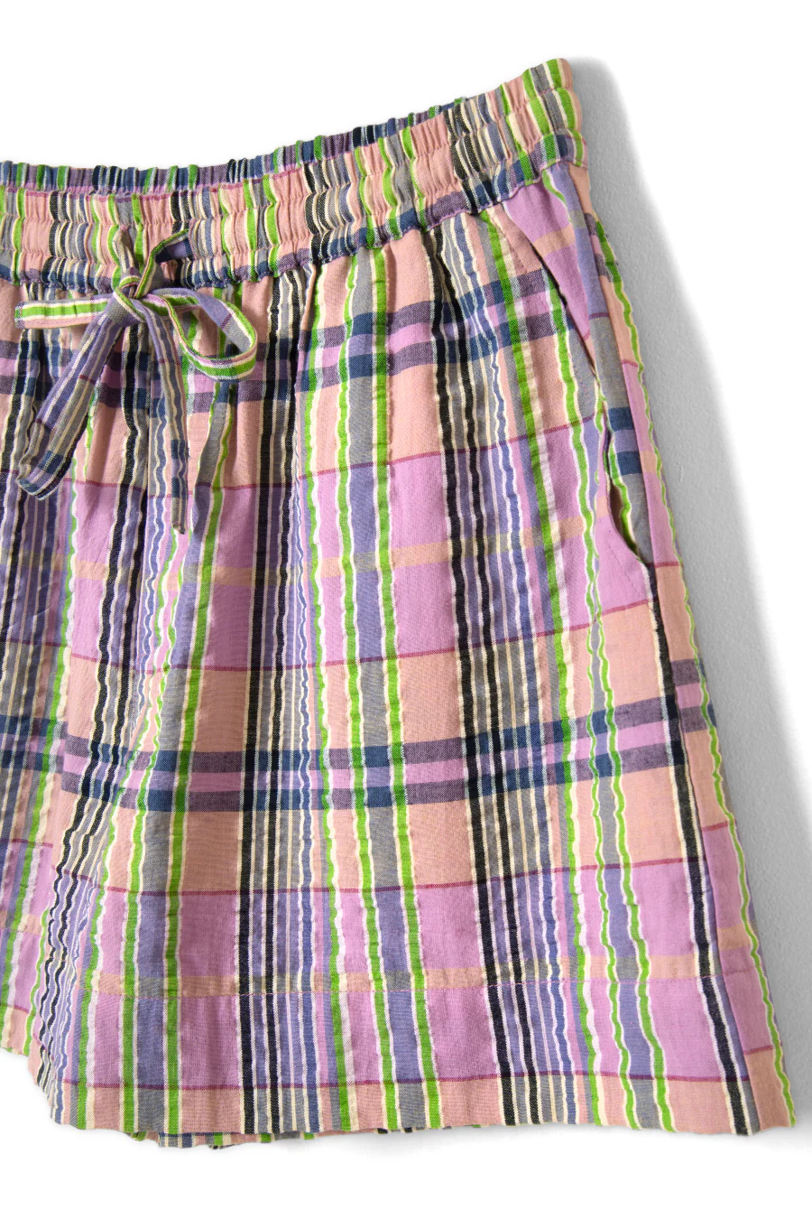 cindy check pull on shorts