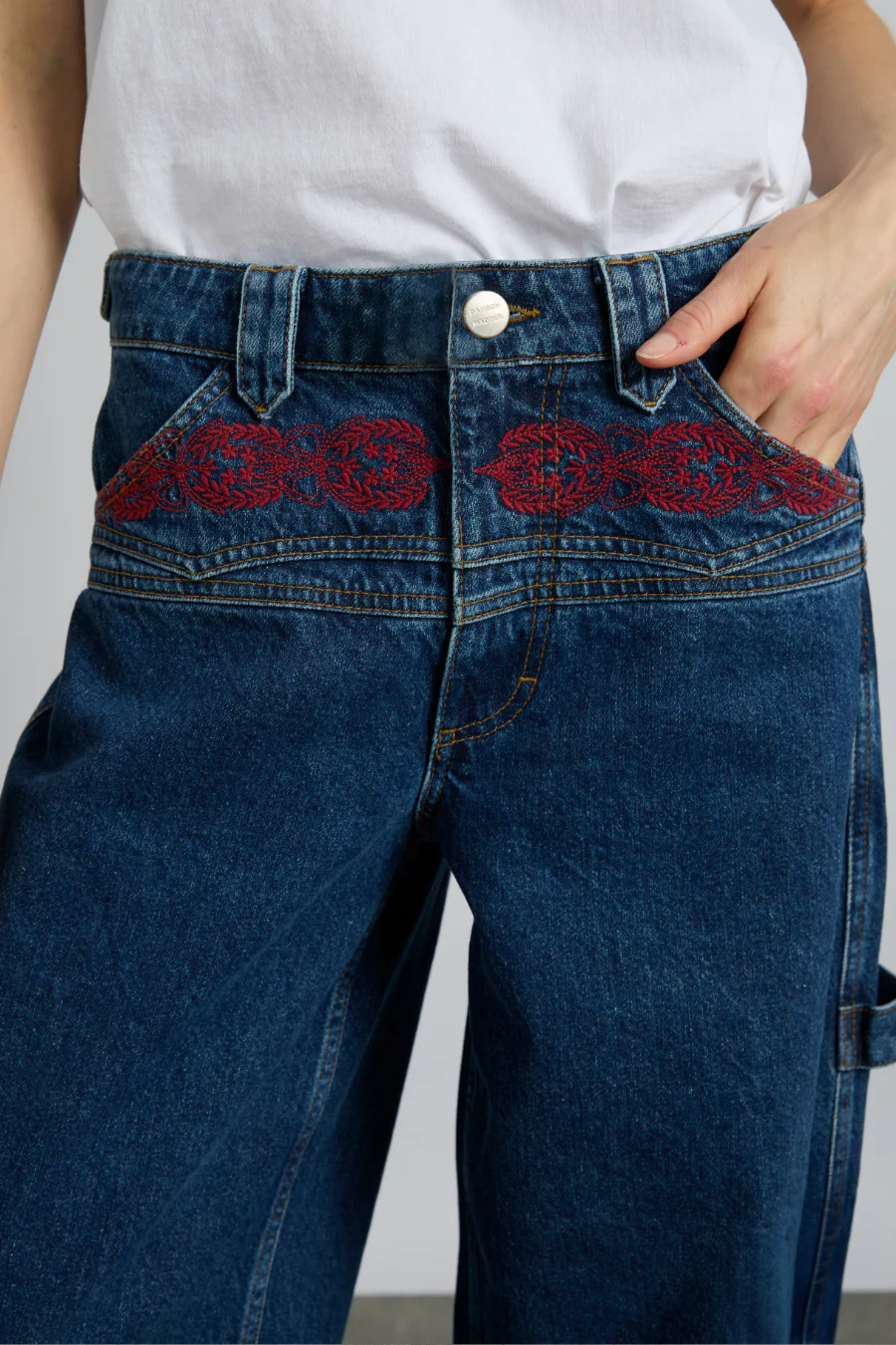 drew jeans - texas wash & embroidery