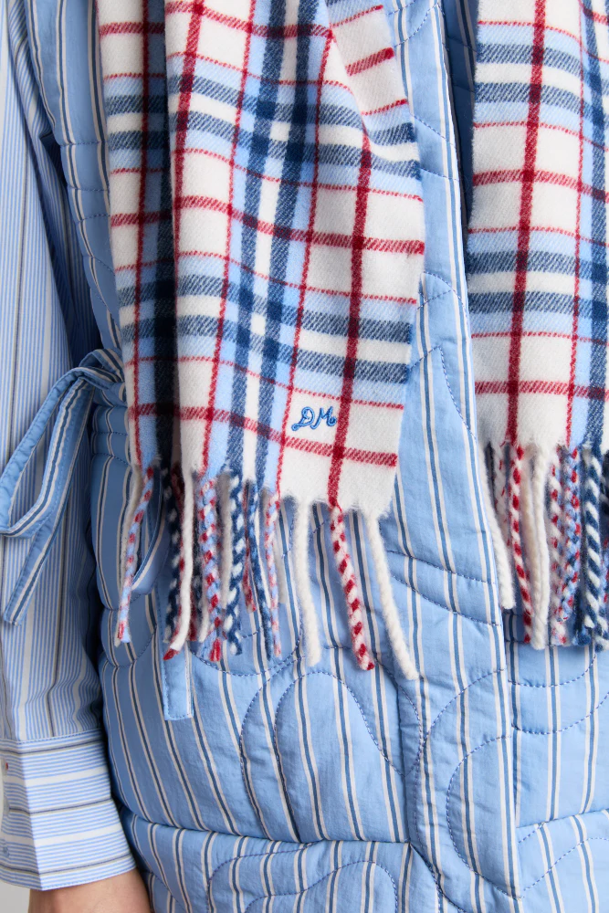 bonnie check scarf in responsible wool