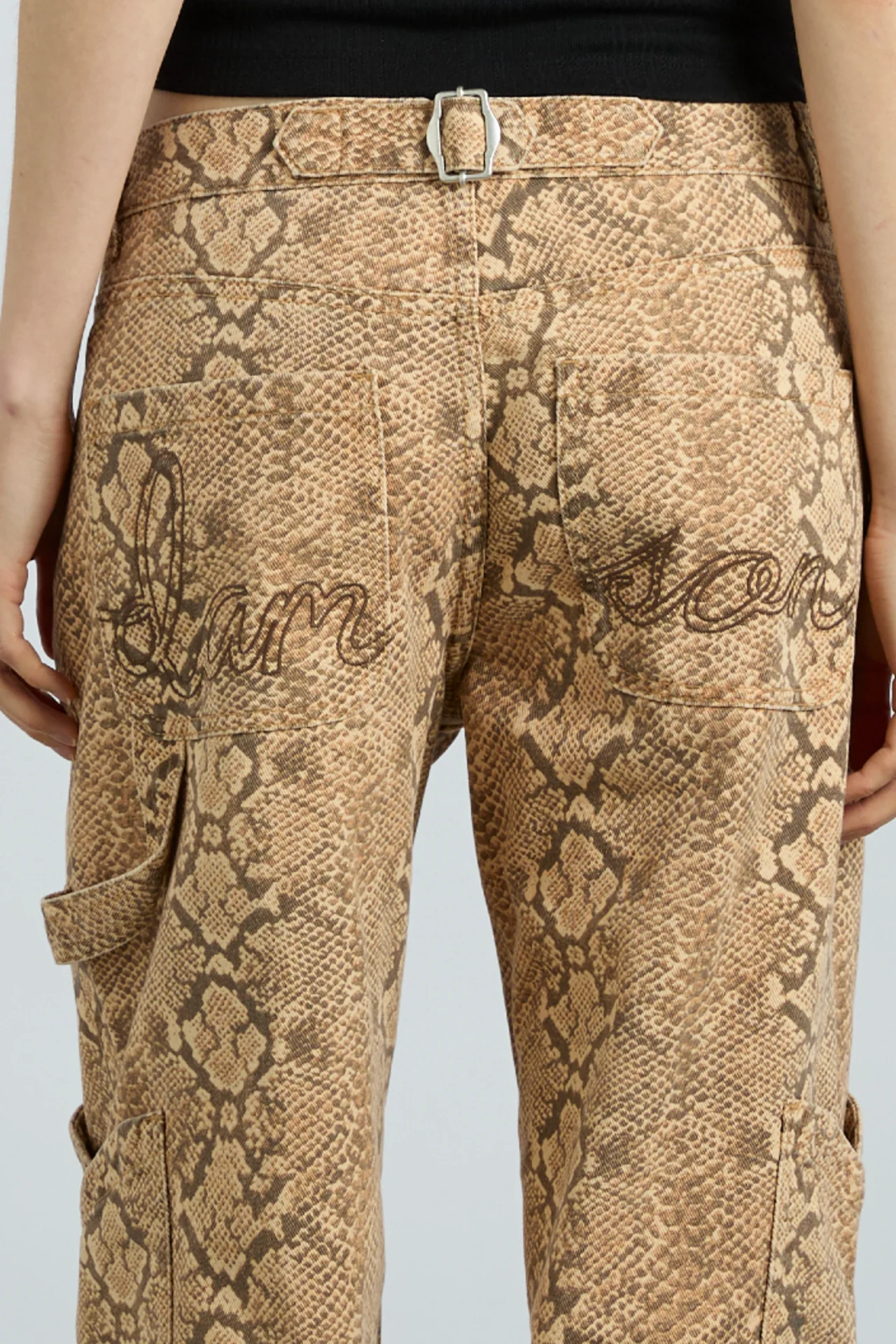 drew cargo jeans - snake print