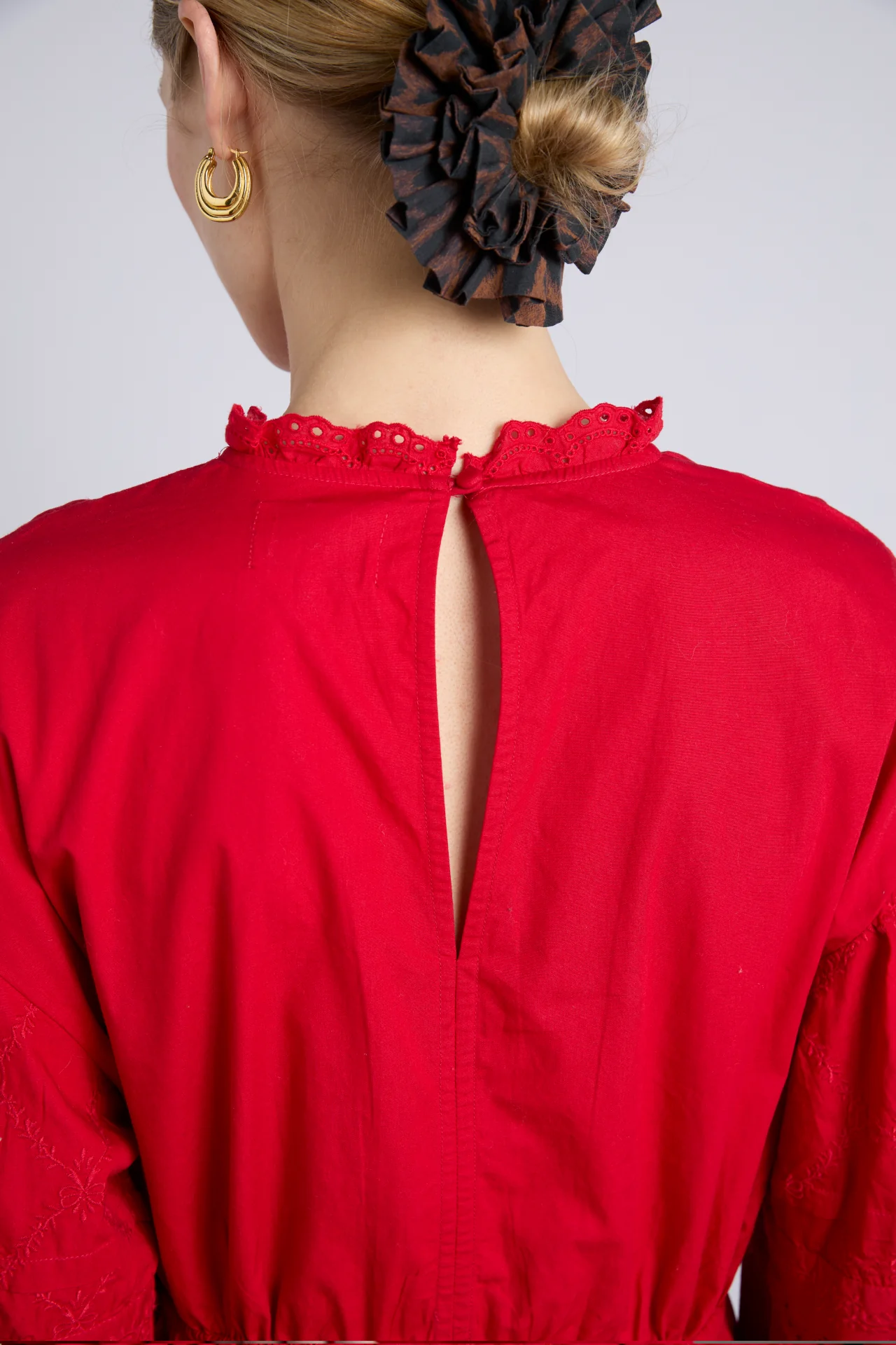 clancy all over embroidered mini dress - red