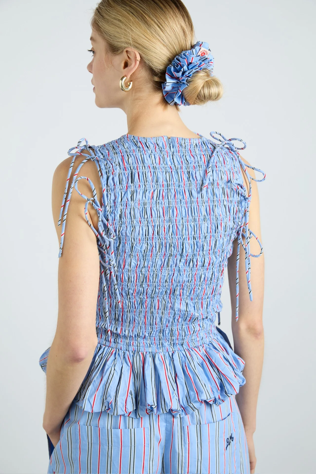 becca multi-way blouse - bold blue stripe