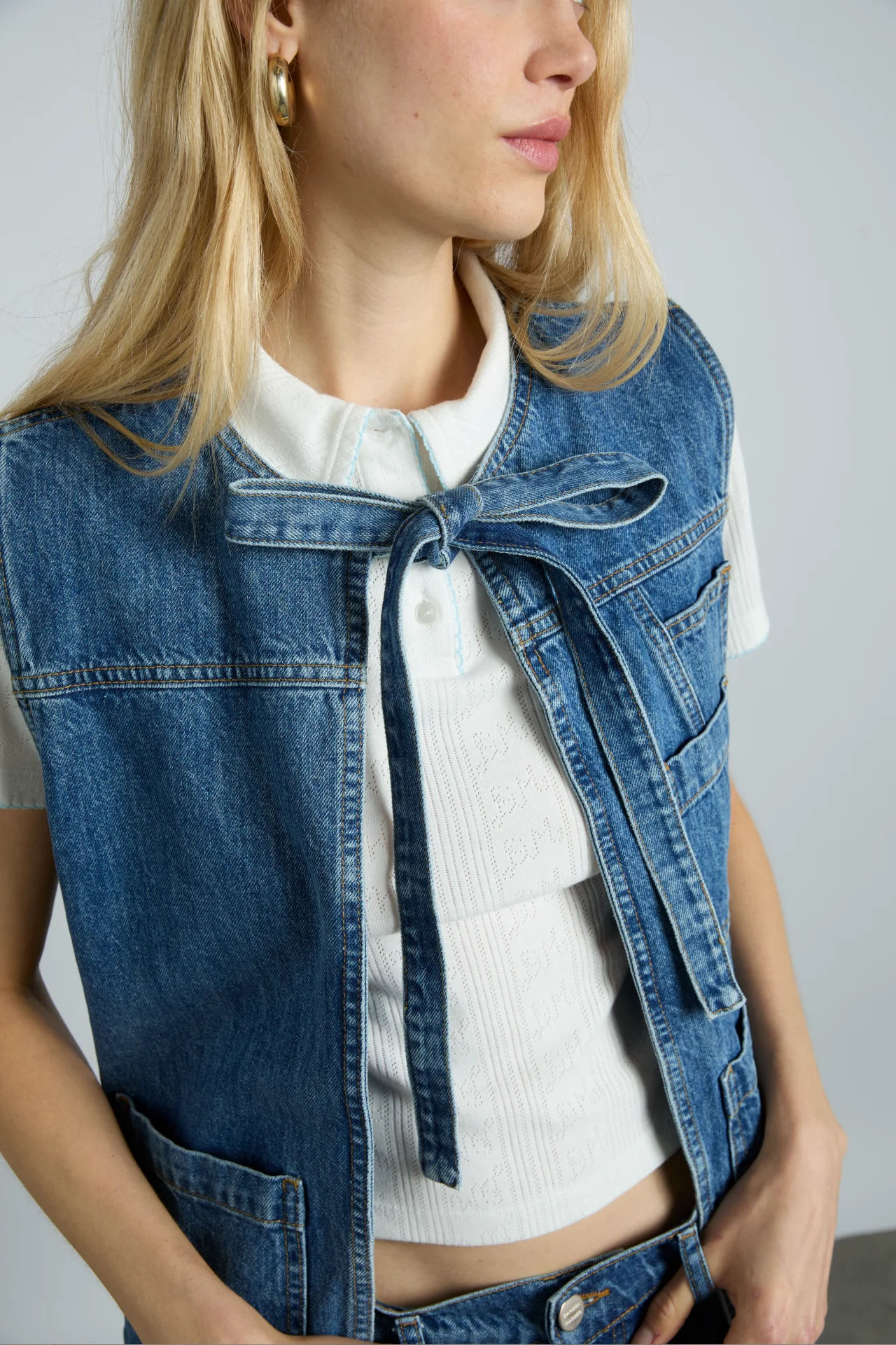 milly gilet - mid wash