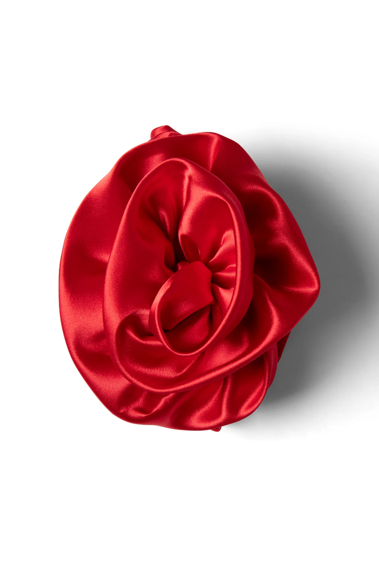 oversized satin rose hairclip in red