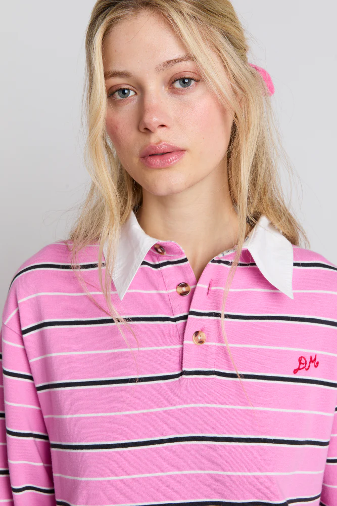 remie rugby shirt - pink stripe