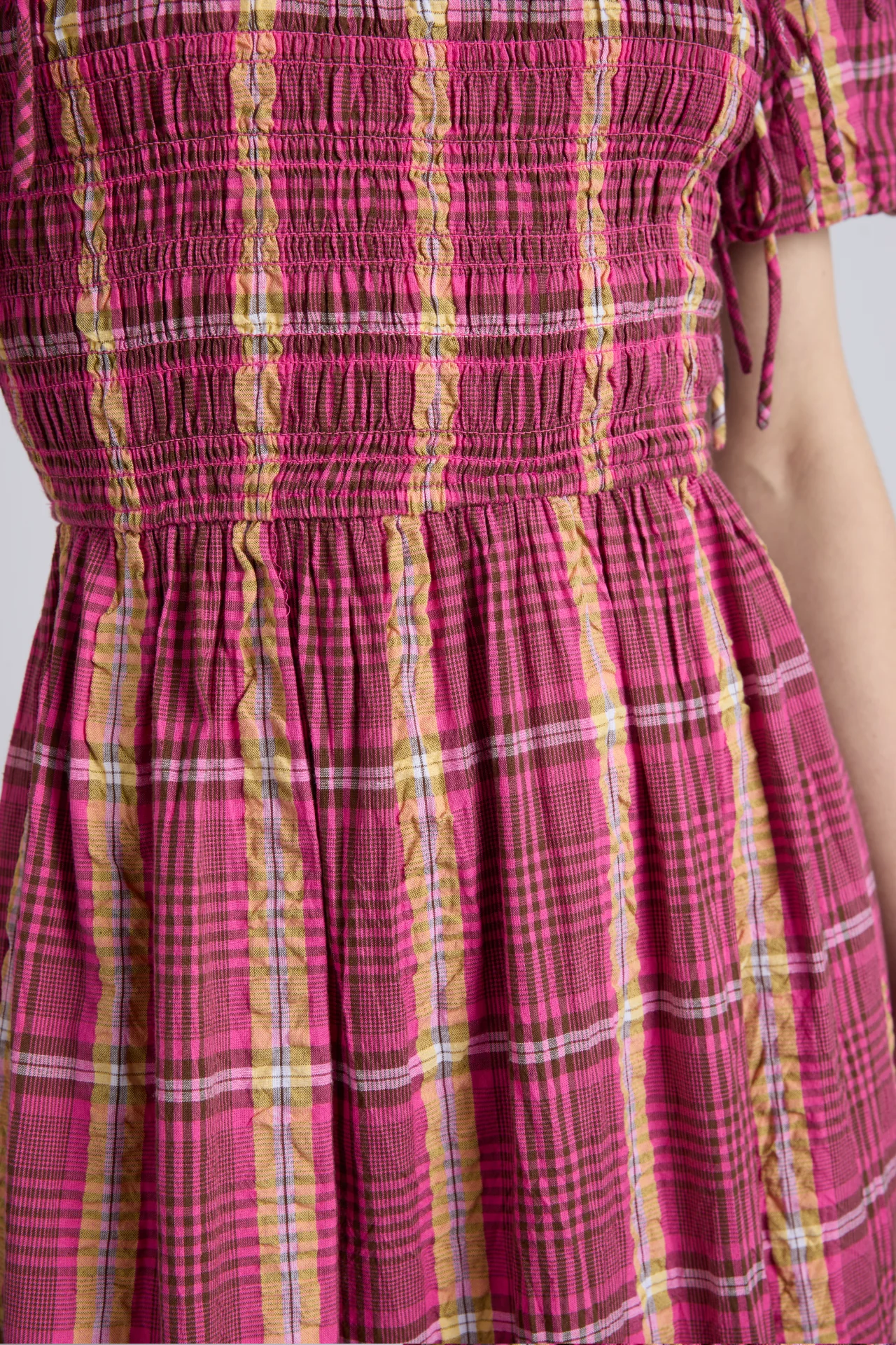 becca multi-way midi dress - pink/khaki/check