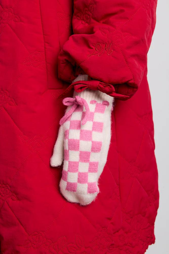 mittens in fluffy gingham