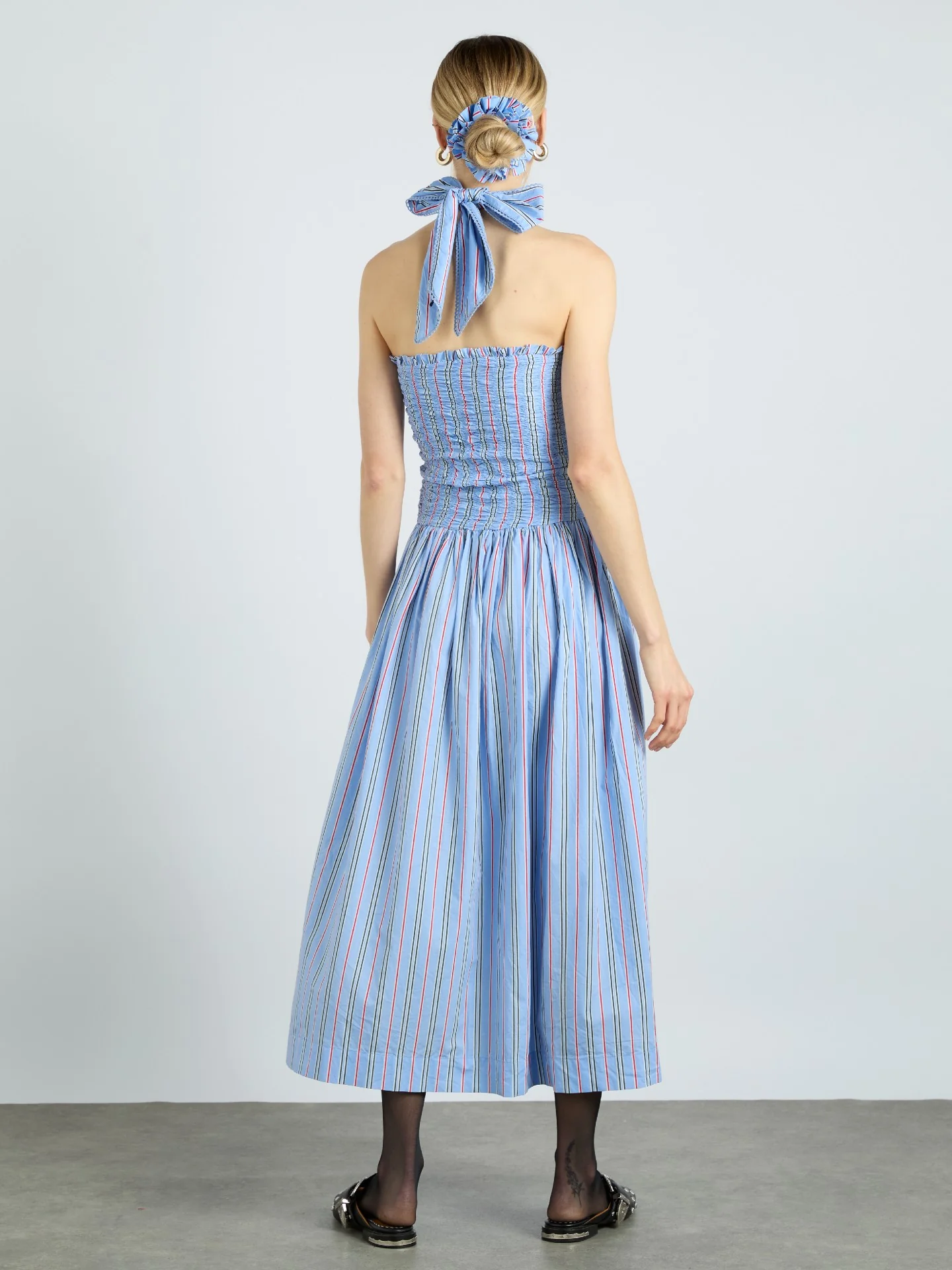 mia midi dress - bold blue stripe