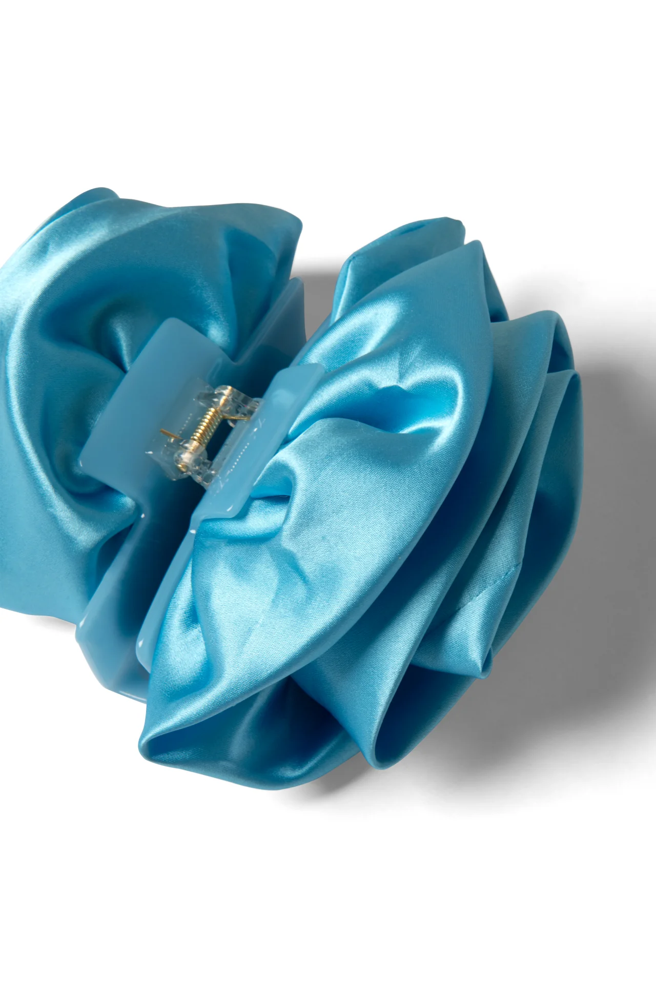 oversized satin rose hairclip in blue