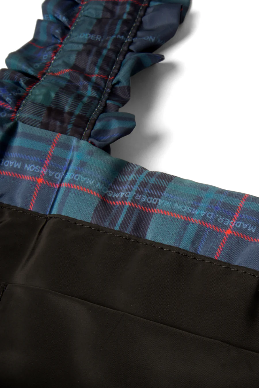 frill tote in green check