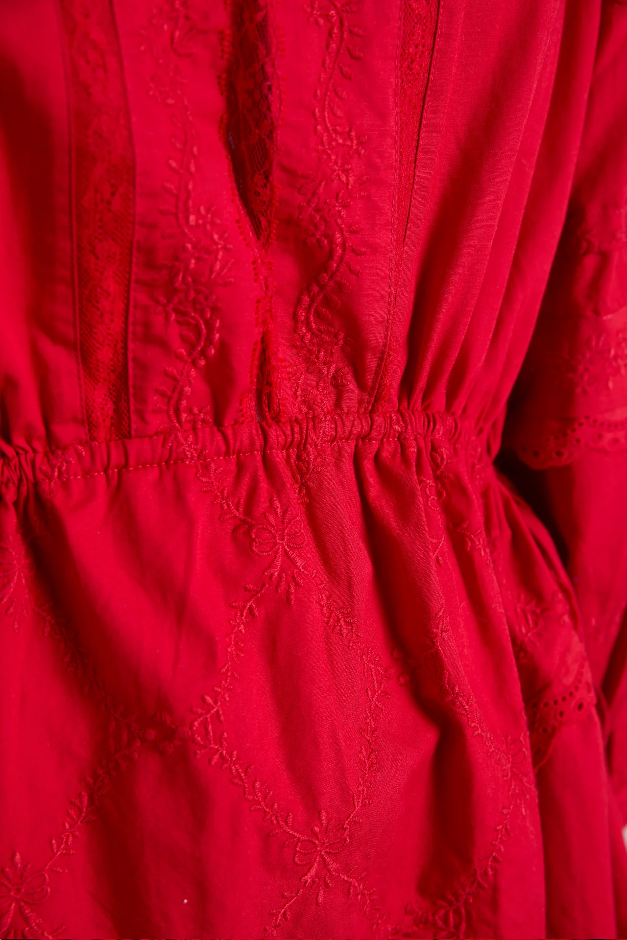 clancy all over embroidered mini dress - red