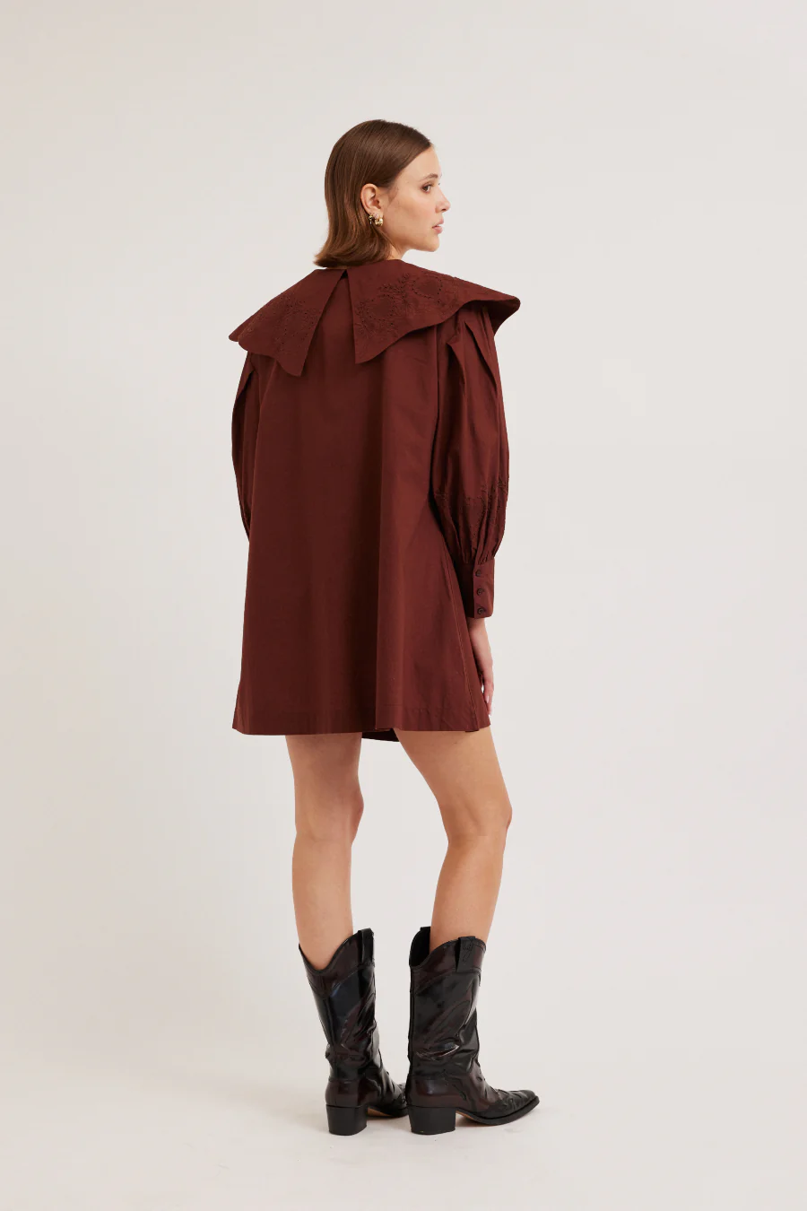 mimi mini dress - chocolate broderie