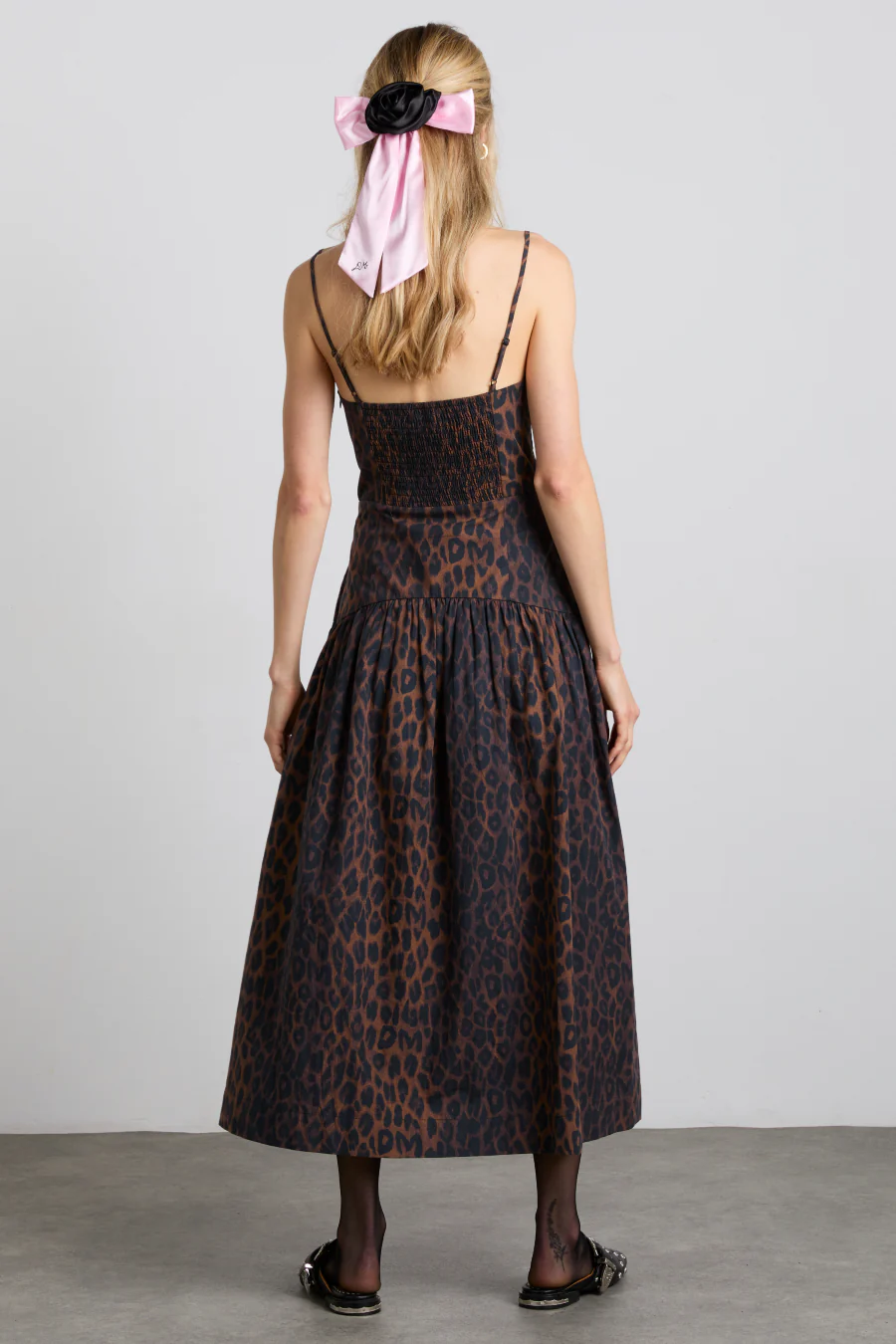 persephone midi dress - dark leopard