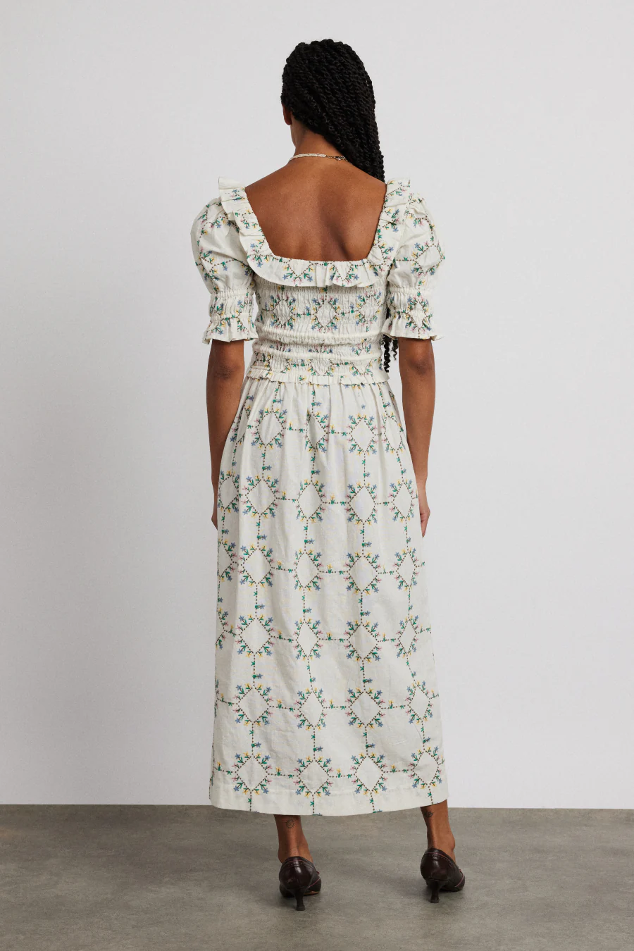 heidi embroidered midi dress