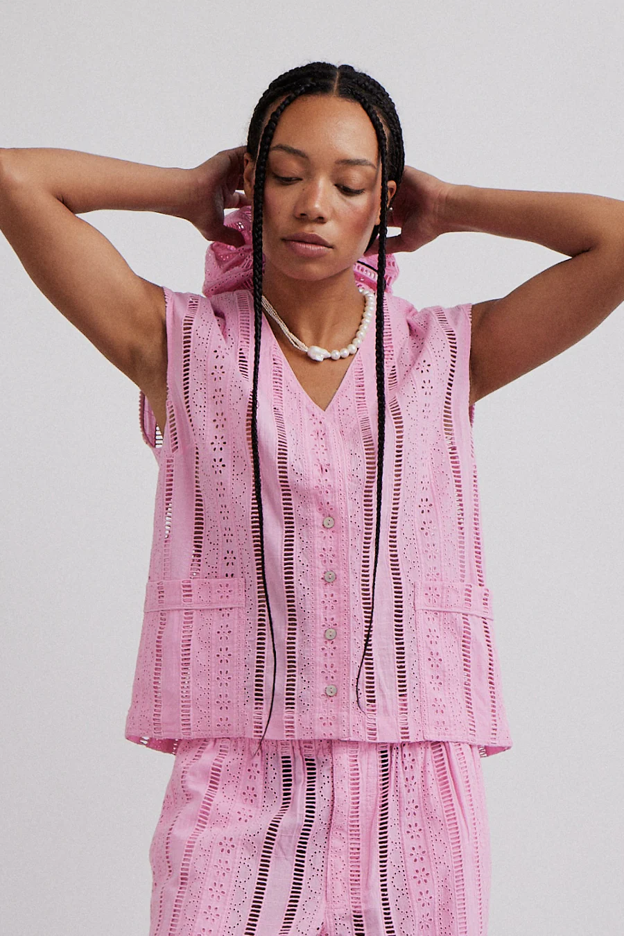 alys vest - pink broderie
