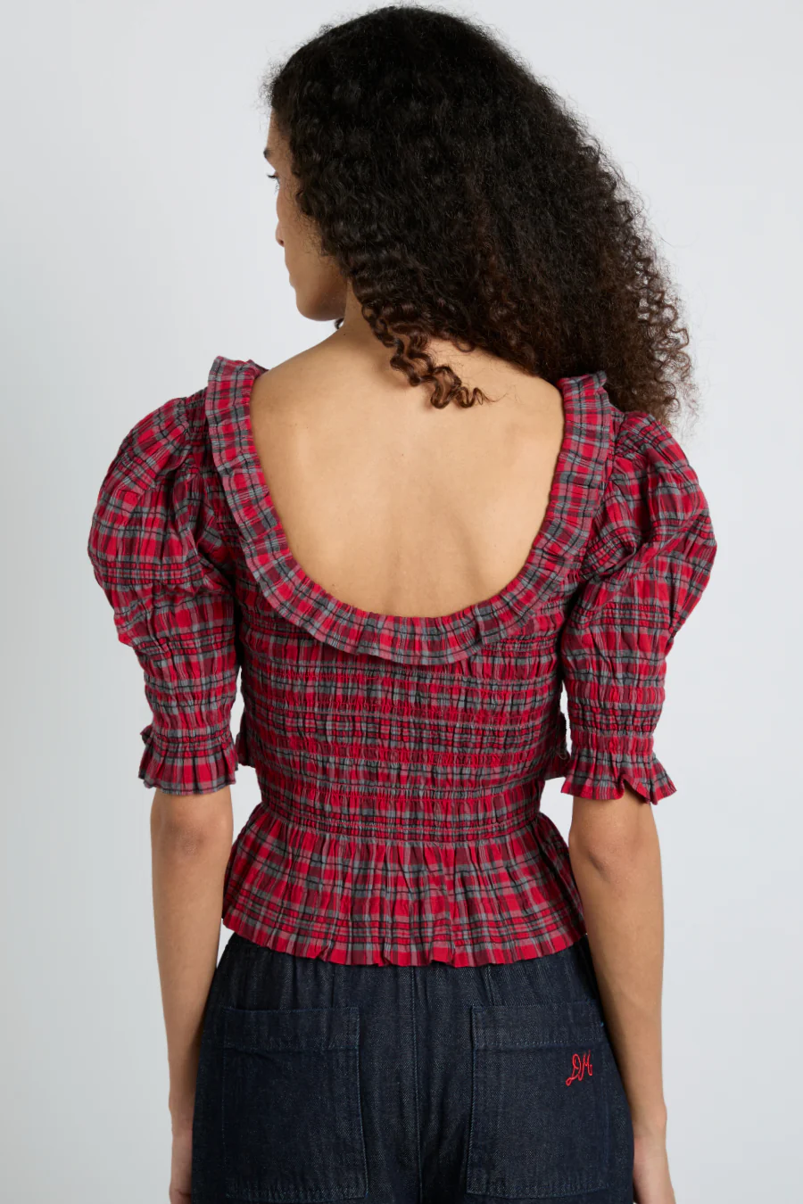 meghan blouse - red check