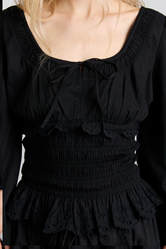 nola embroidered blouse - black