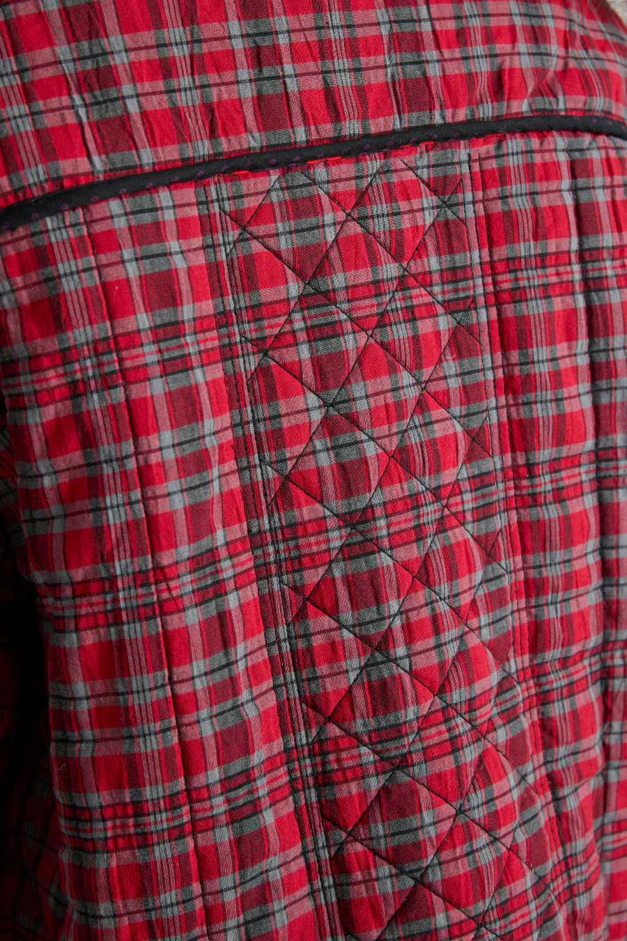 macy quilted jacket - red check