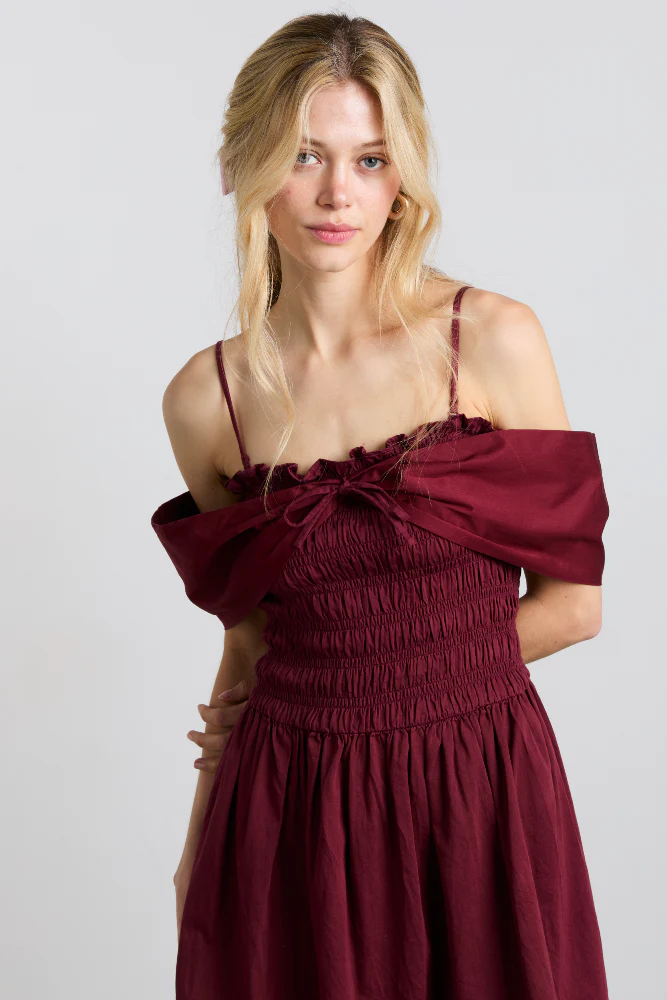 esmerelda mini multi-way dress - burgundy