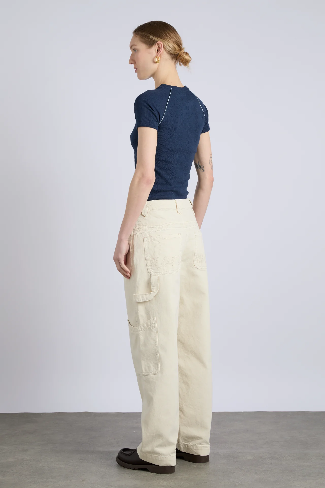 aster pointelle raglan baby tee - navy