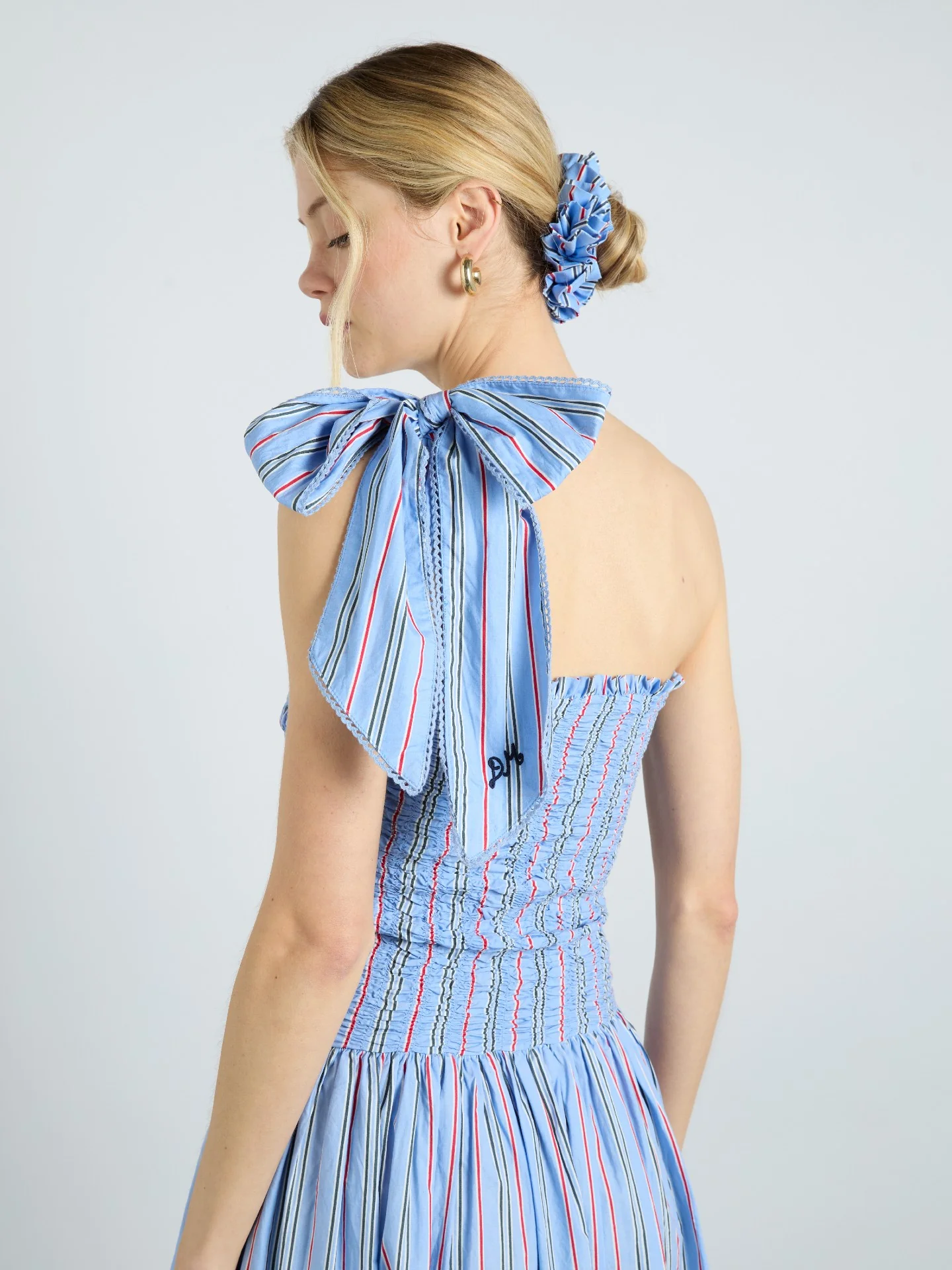 mia midi dress - bold blue stripe