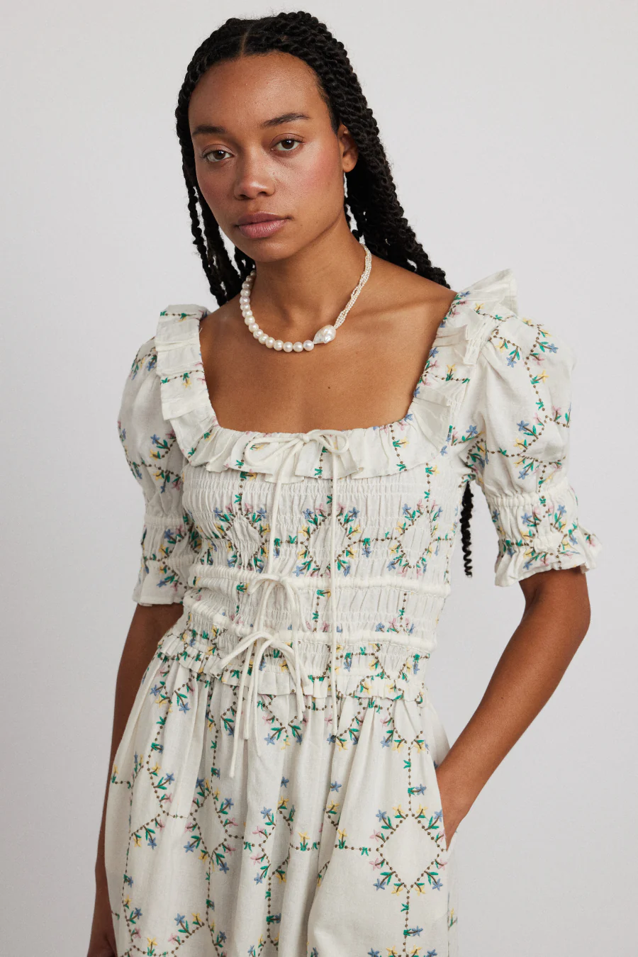 heidi embroidered midi dress