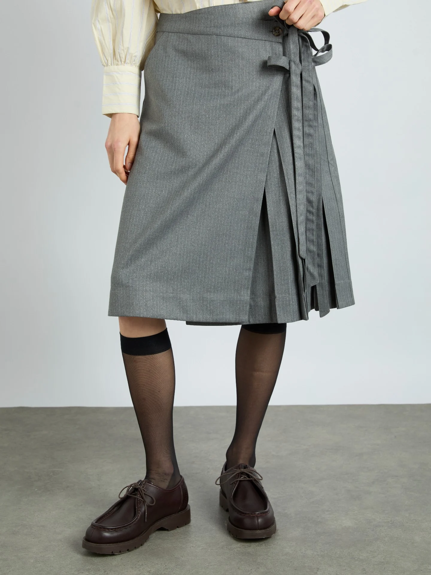 kat kilt - grey pinstripe