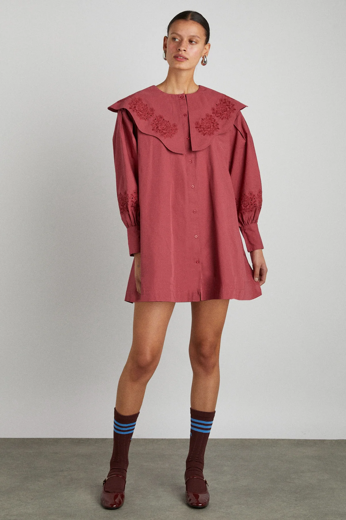 mimi mini dress - plum broderie