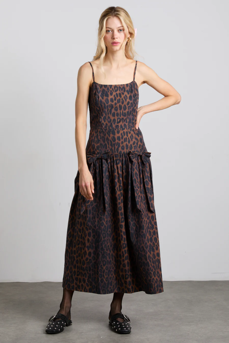 persephone midi dress - dark leopard