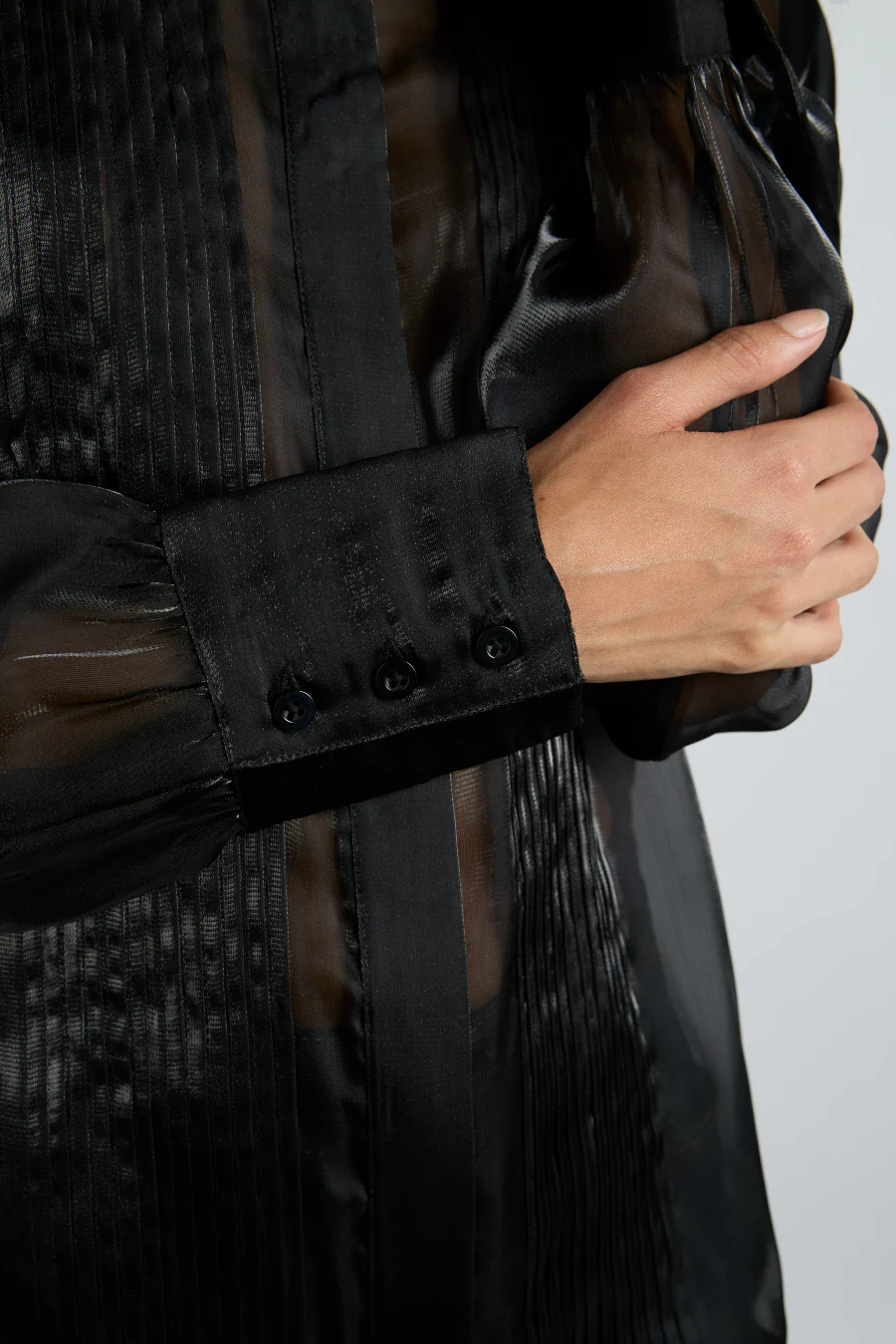 bel pin tuck shirt - black sheer