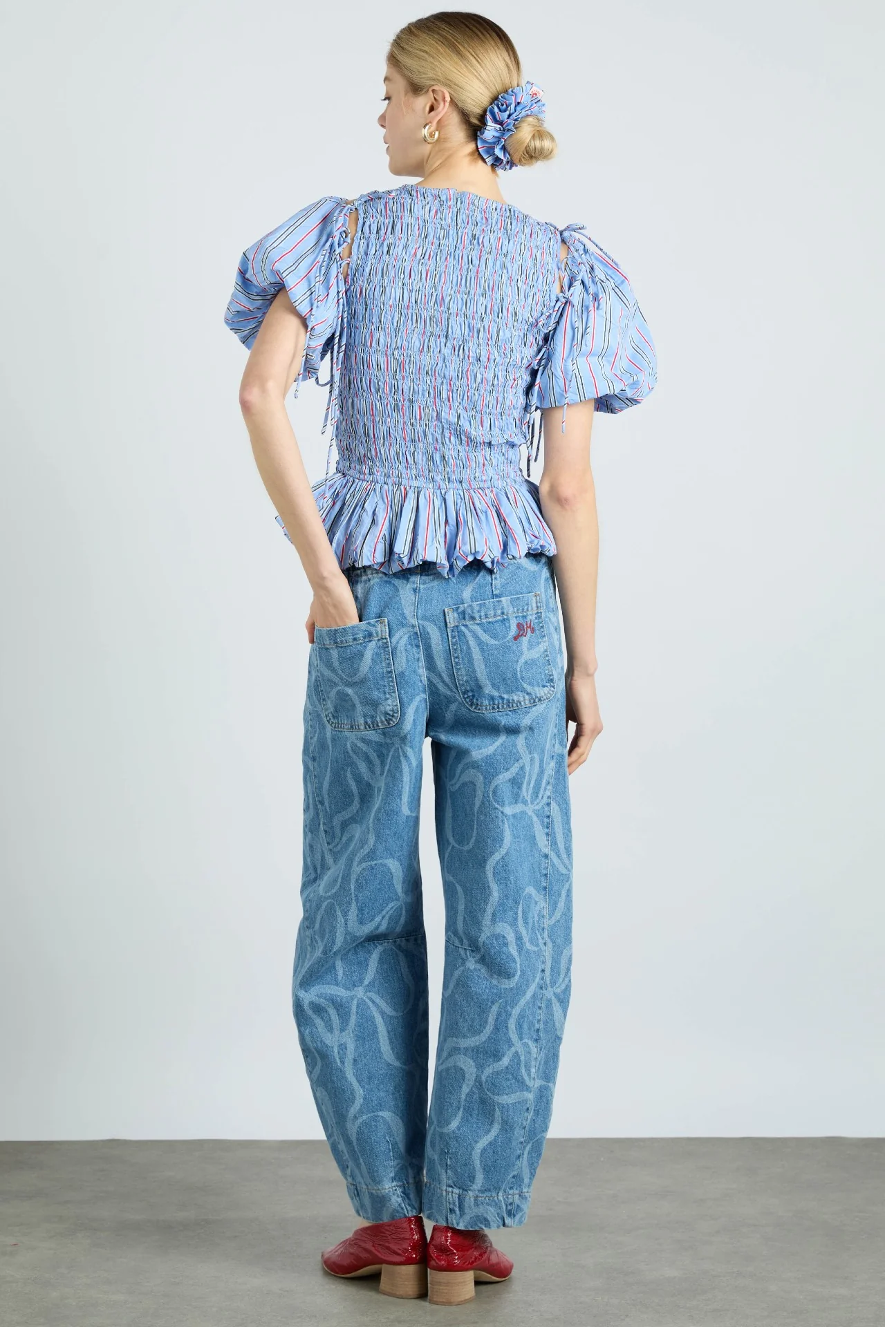 becca multi-way blouse - bold blue stripe