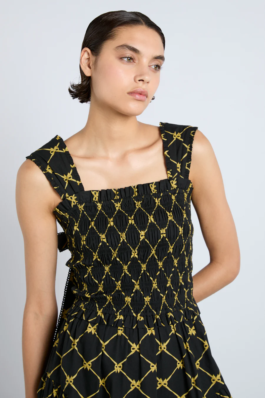 tish midi dress - black bow print