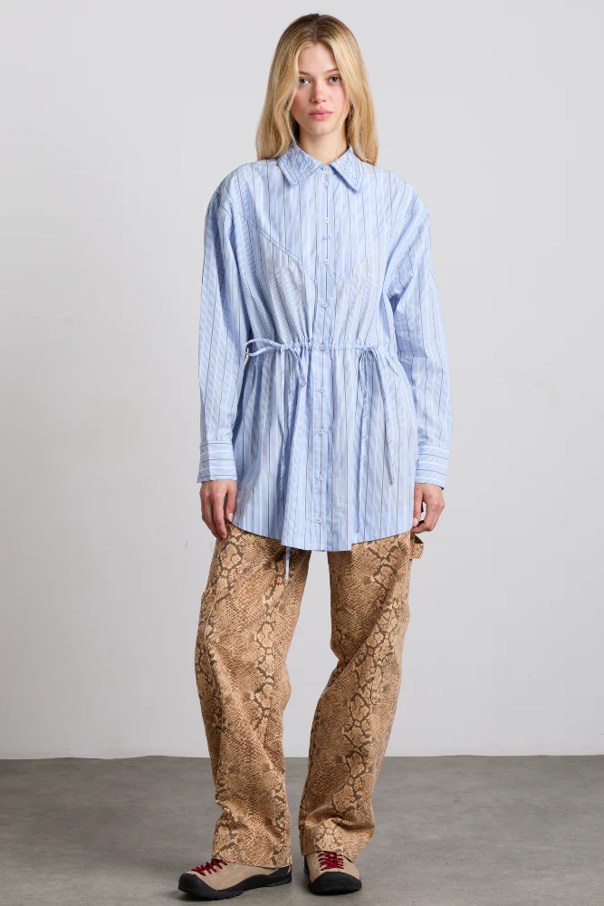 romy embroidered shirt - narrow business stripe