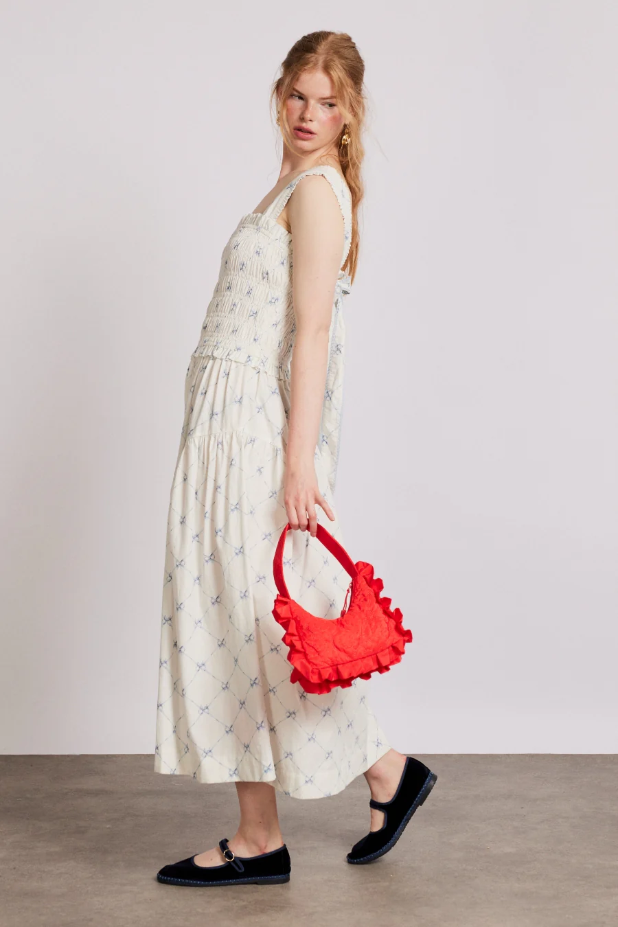 Tish midi dress - white bow print