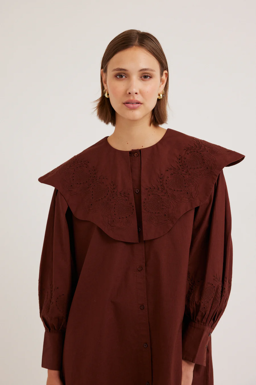 mimi mini dress - chocolate broderie