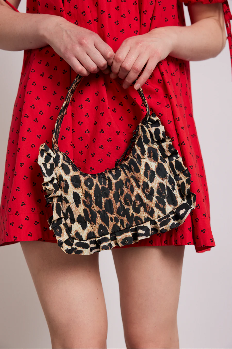 90's frill shoulder bag - leopard
