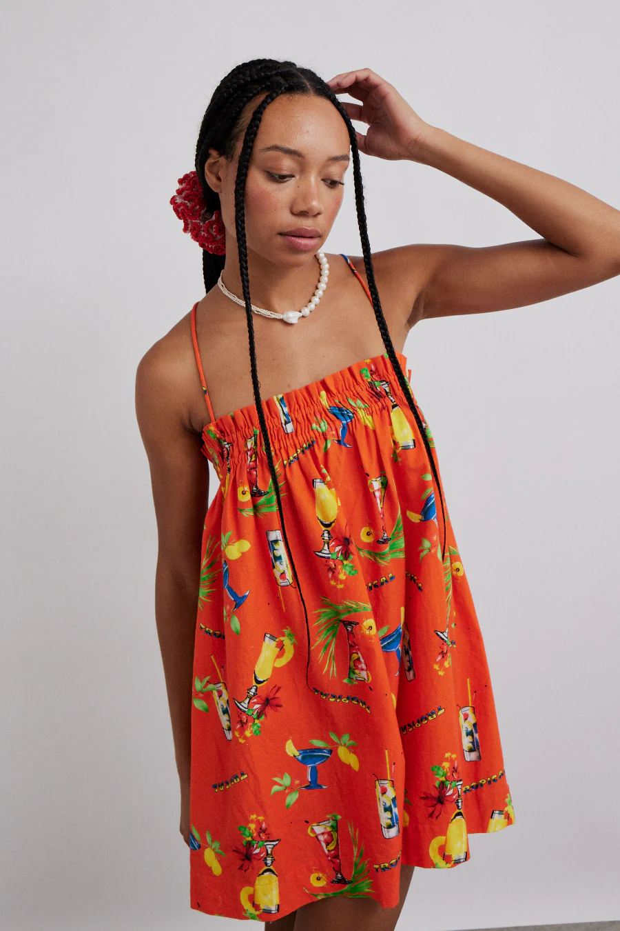 lila strappy mini dress - cocktail print