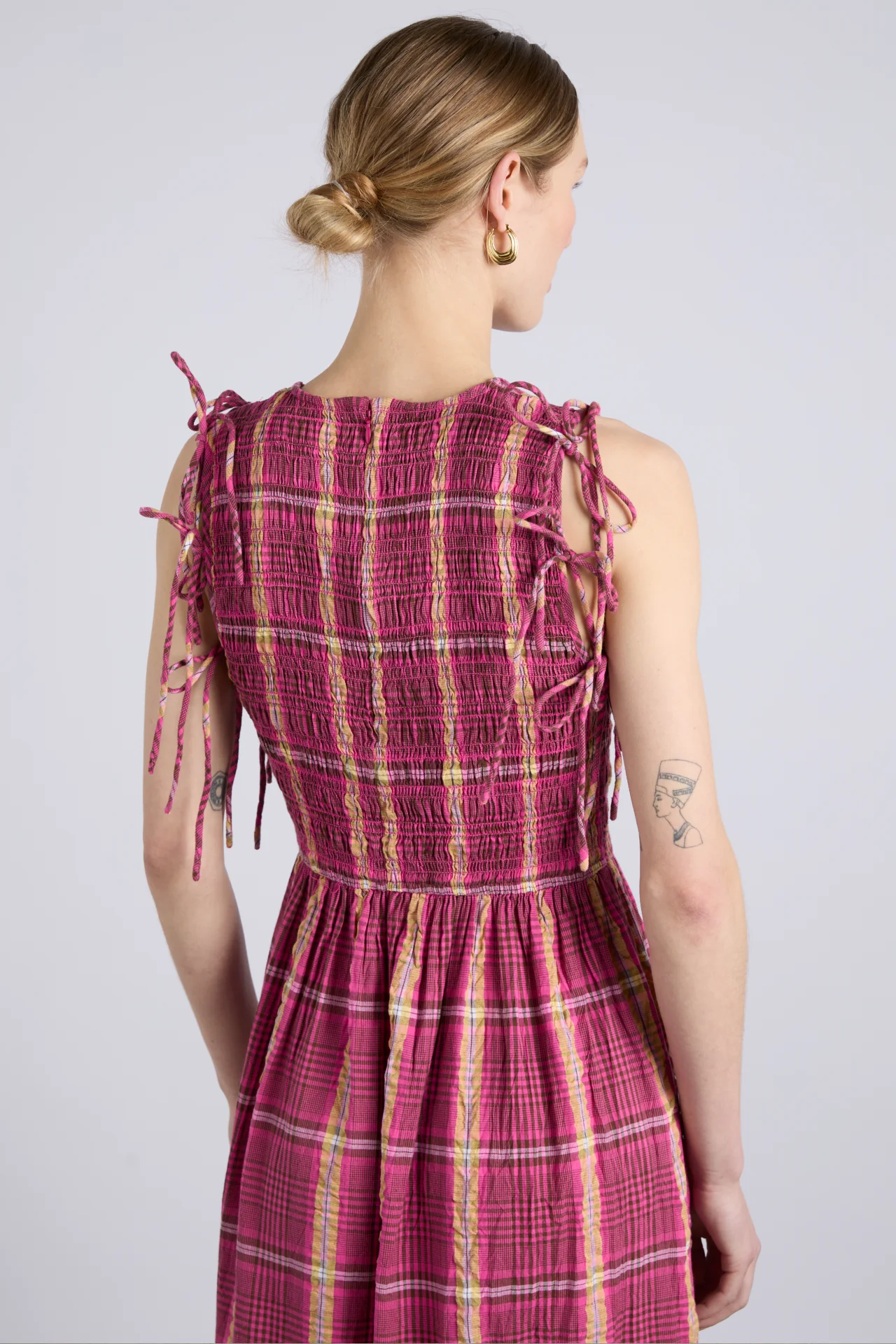 becca multi-way midi dress - pink/khaki/check