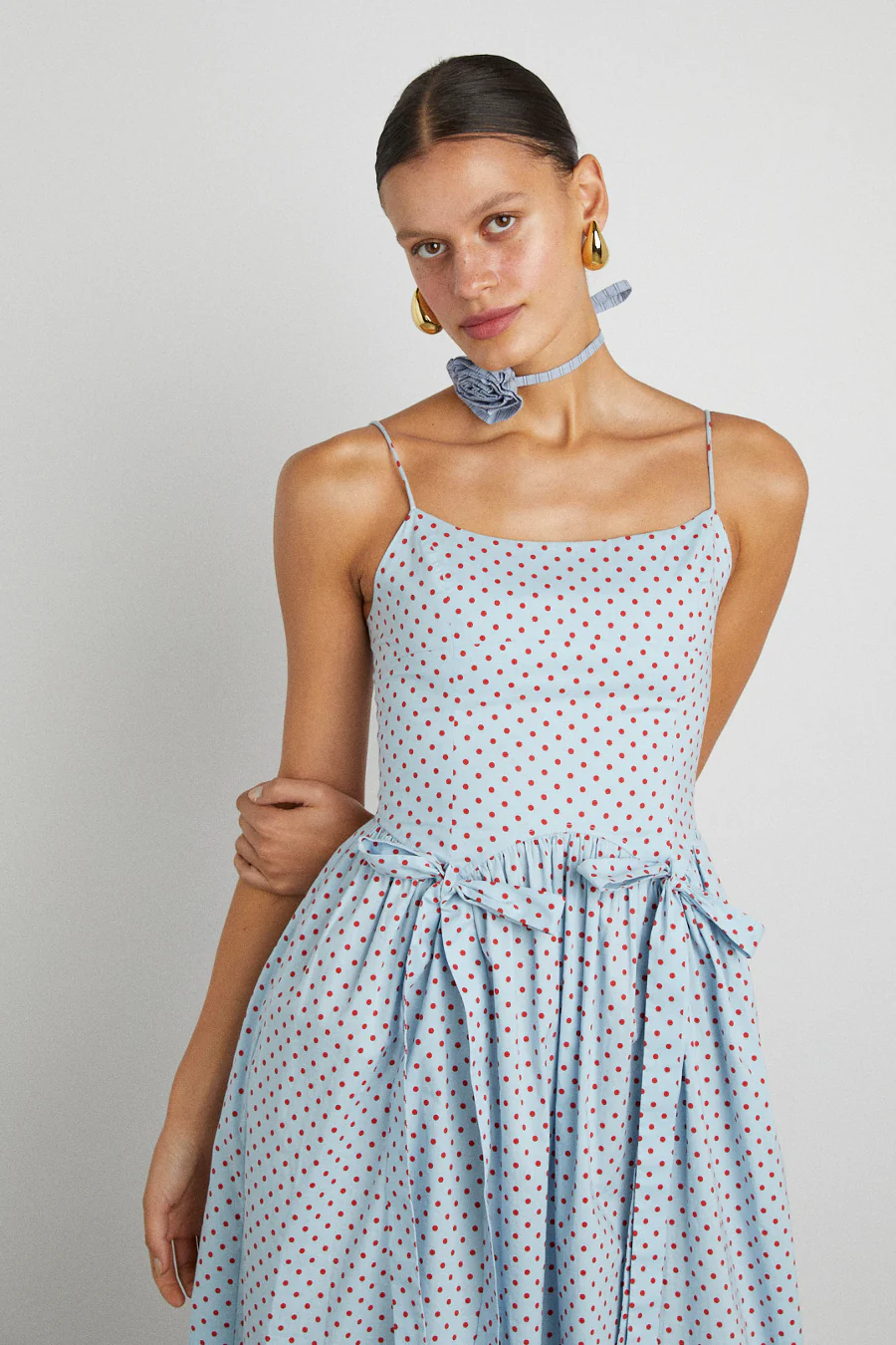 penelope midi - blue & red spot