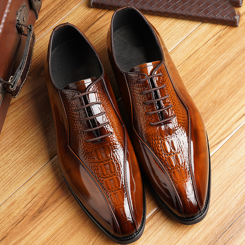 Crocodile Print British Style Business Shoes