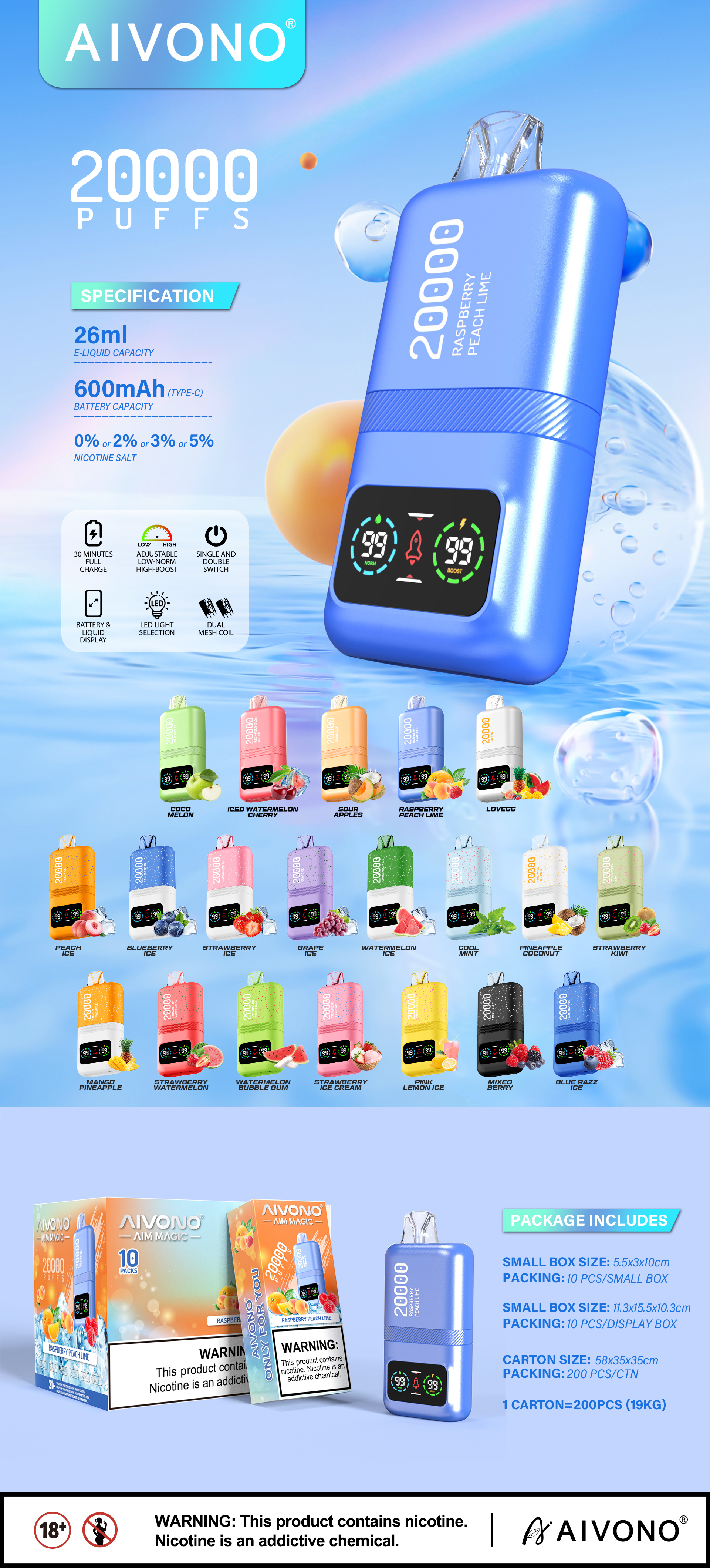 🔥Hot sale🔥AIVNO Magic 20000 Züge Einweg-Vape(5 % Nikotingehalt)