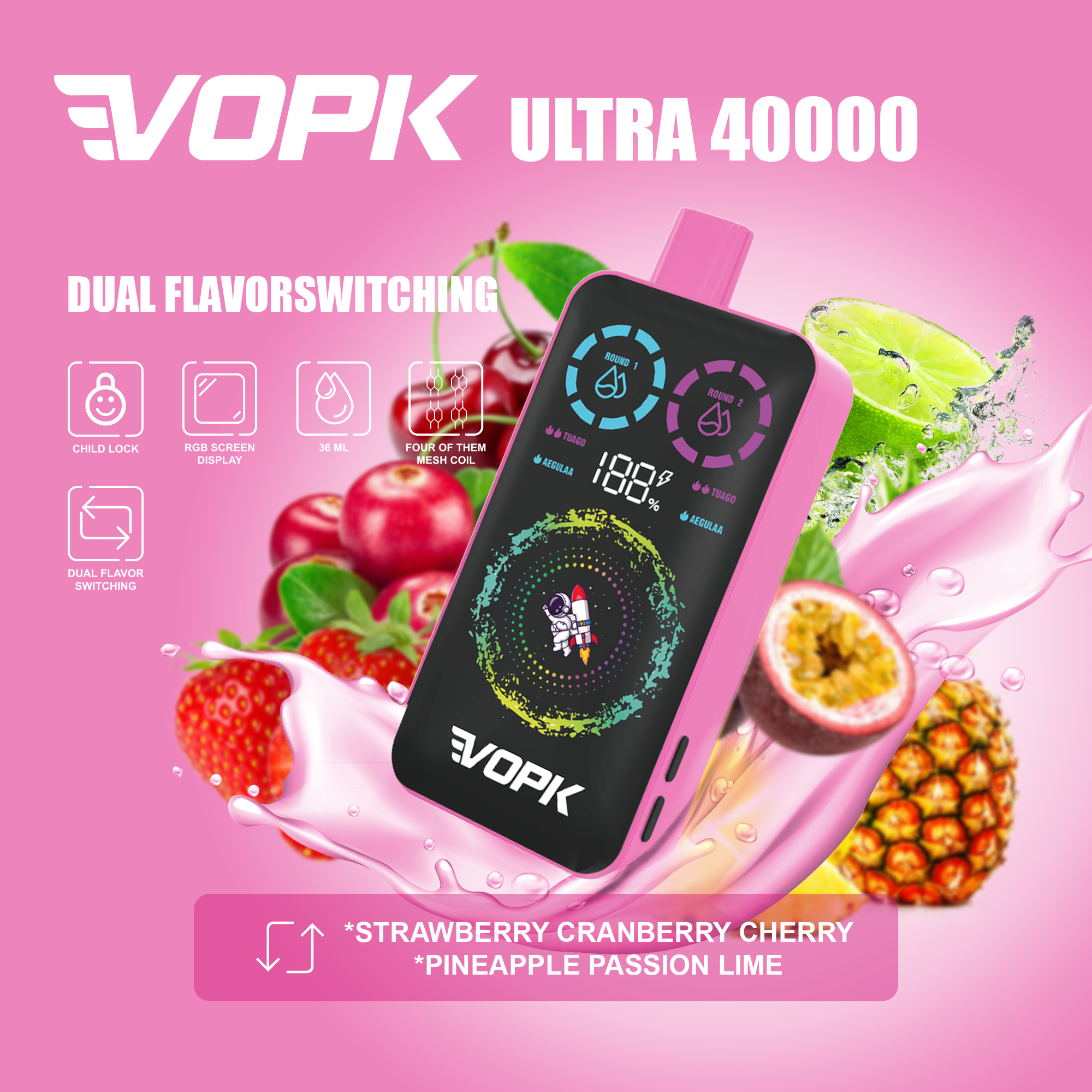 🌟Dual flavor switching🌟AIVONO VOPK Ultra Einweg-Vape mit 40.000 Zügen (5 % Nikotingehalt)