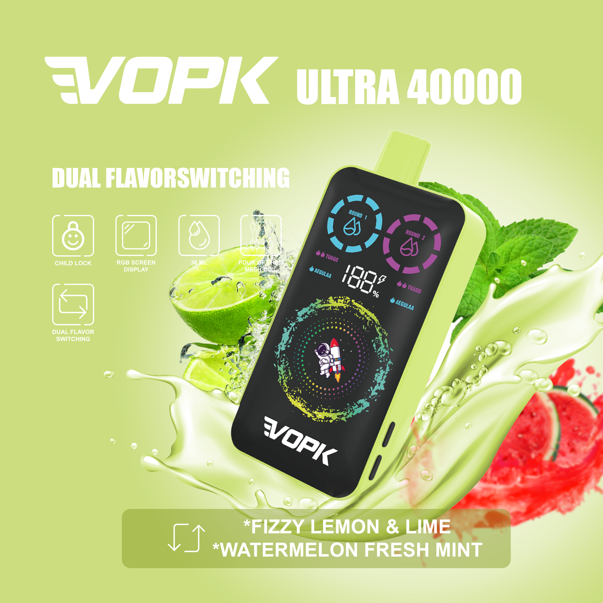 🌟Dual flavor switching🌟AIVONO VOPK Ultra Einweg-Vape mit 40.000 Zügen (5 % Nikotingehalt)
