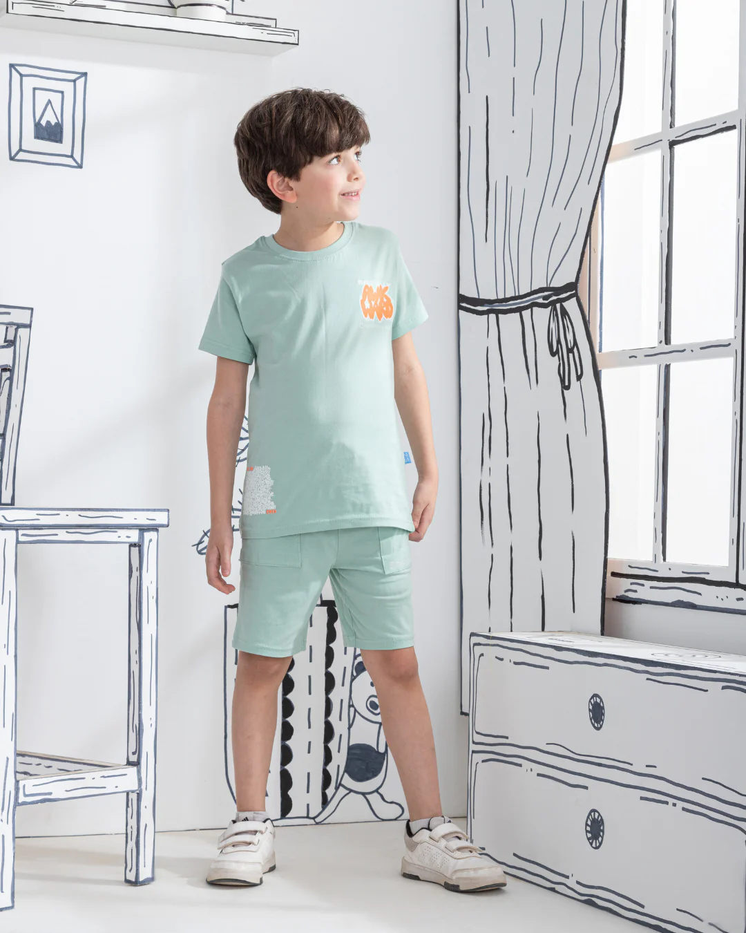 Graffiti art بيجاما أولادي نُص كُم