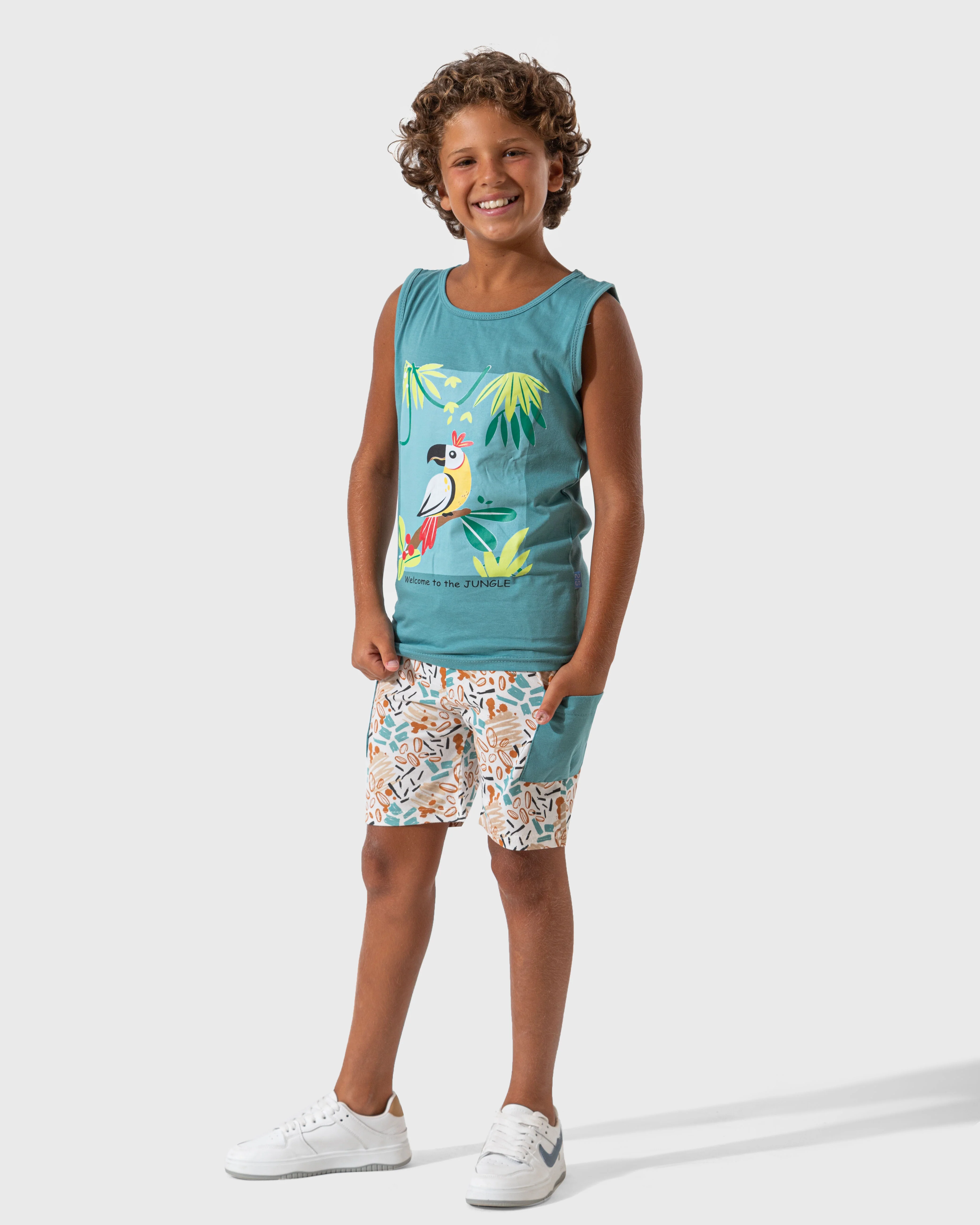 Welcome to the Jungle بيجاما اولادي كت وشورت قطن