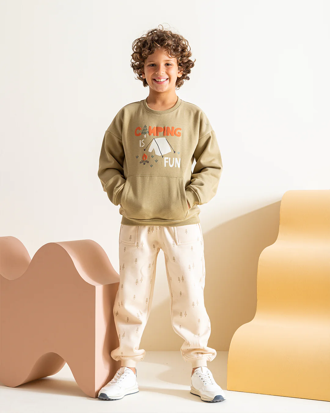 Camping is fun بيجاما أولادي كُم طويل