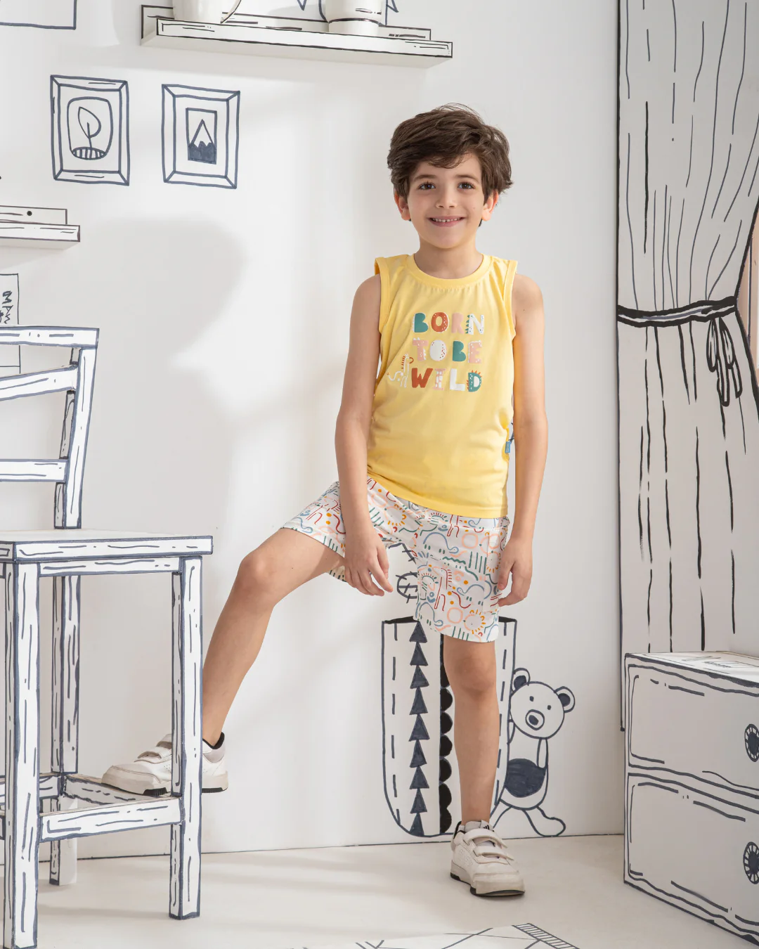 Born To Be Wild بيجاما اطفالي اولادي تيشرت كت وشورت